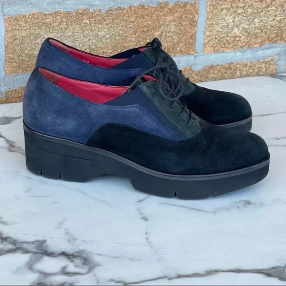 Pas de Rouge suede colorblock oxfords shoes size 39/9 - Picture 1 of 6